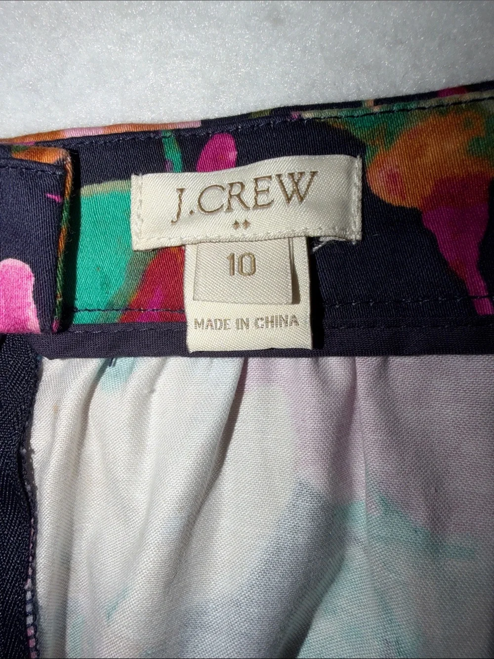 J. Crew Navy A-Line Skirt with Multicolor Floral Print